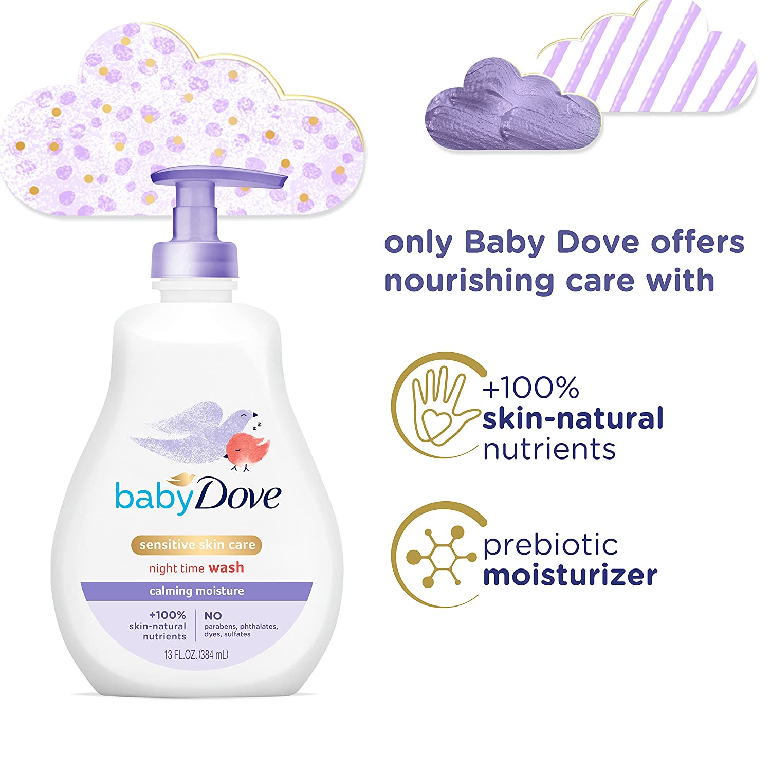 Baby Dove Sensitive Skin Care Baby Wash Calming Moisture For a Calming Baby Bath Wash Hypoallergenic and Tear-Free, Washes Away Bacteria 13 oz - Image 4